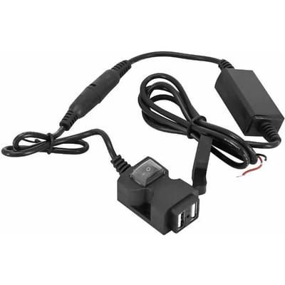 USB-oplader met schakelaar < stuur- en achteruitkijkspiegelbevestiging Avoc