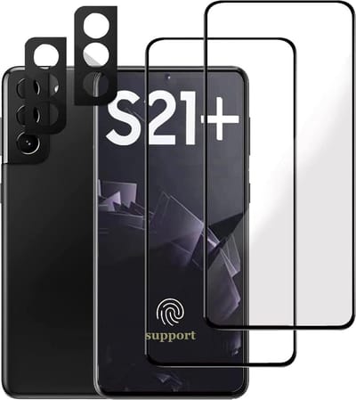 Volledige dekking Screenprotector gehard glas + camera lens beschermer (2 stuks + 2 stuk) Geschikt voor: Samsung Galaxy S21 + Plus