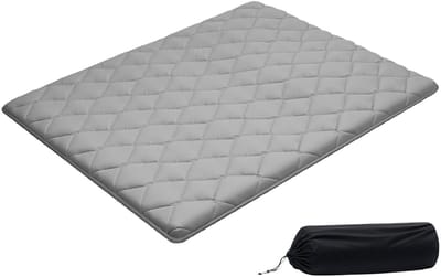 Japanse futonmatras - Opvouwbare tatami vloermatras - Queen size 203x152x6,4 cm - 9-laags - Inclusief opbergtas en bevestigingsmateriaal - Voor meditatie, yoga en logees - Grijs