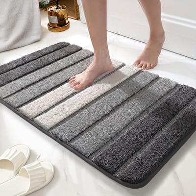 Dailygoods- Badmat Super Absorberend - Microvezel - Badkamertapijt - Deurmat - 60 x 120 cm - Pluizig en Veiligheidswaarschuwing