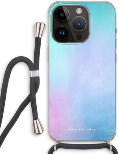 Case Company® - Hoesje met koord geschikt voor iPhone 14 Pro hoesje met Koord - Mist pastel - Telefoonhoesje met Zwart Koord - Bescherming aan alle Kanten en Over de Schermrand