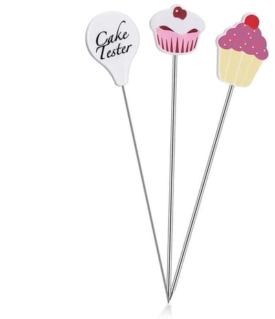 Allecto - Taarttester - 3 stuks roestvrij staal - Perfect voor bakken - Zilver - Bakbenodigdheden - Ideaal voor cupcakes - Keuken gereedschap
