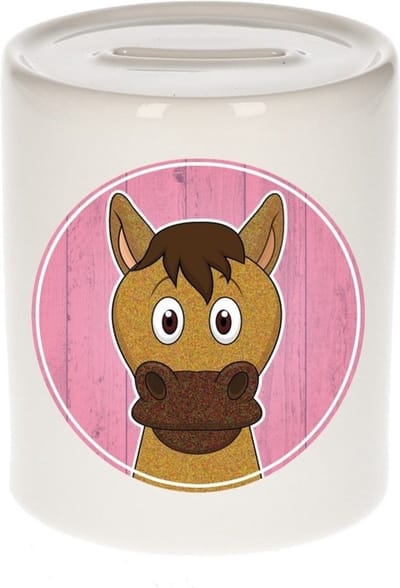 Vrolijke paard dieren spaarpot 9 cm - paarden - spaarpotten voor kinderen