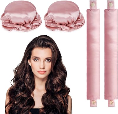 Heatless Haar Kruller Set van 2 Stukken, Zachte Satijnen Krulstokken voor Gezonde Krullen, DIY Haarstyling Tools voor Vrouwen en Meisjes