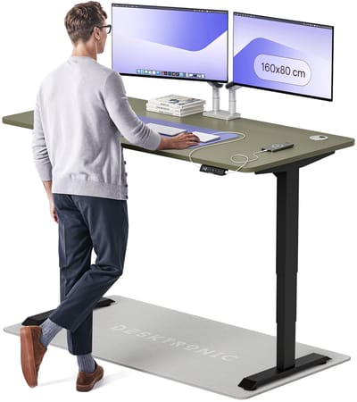 Desktronic HomePro Zit-sta Bureau Elektrisch In Hoogte Verstelbaar, 160x80 cm Zwart/Groente, Stille Dubbele Motor, Hoogte 62-126cm