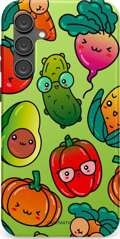 Casetastic Hoesje Geschikt voor Samsung S23 FE - Stijlvolle Beschermende Duo-layer Case - Cartoon Groente Mix