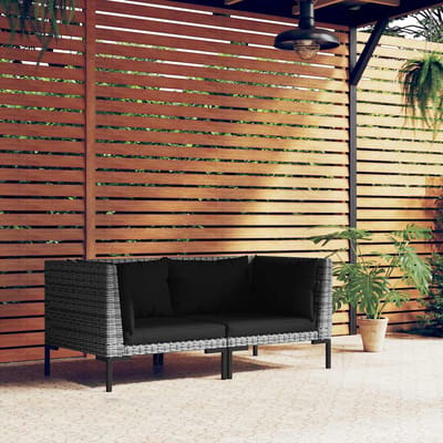 vidaXL - Tuinbanken - 2 - st - met - kussens - halfrond - poly - rattan