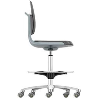 Labsit hoge bureaudraaistoel, kunstleer, zitstopwielen, B 450 x D 420 x H 560 - 810 mm, antraciet