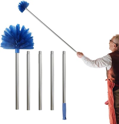 Spinnenweb Plumeau - Stofwisser Lange Stang - Hoge Oppervlakken Reinigen - Uittrekbaar Tot 2 Meter - 200 cm - Grijs
