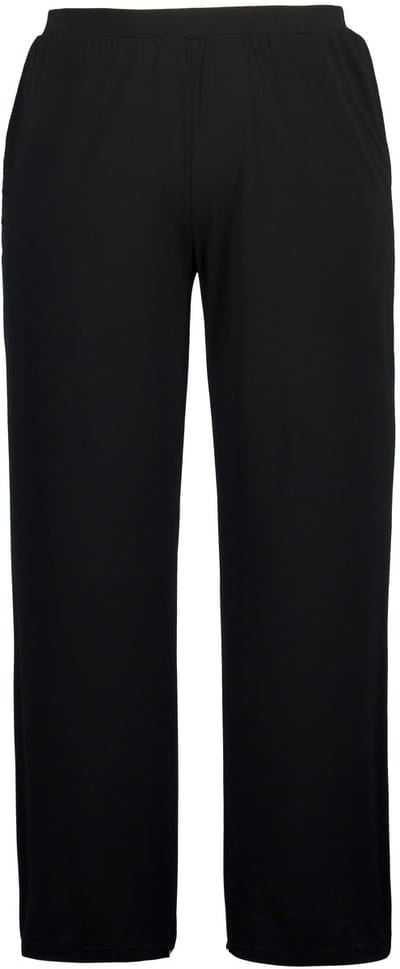Ulla Popken - Dames - Broek jersey wijde pijpen elastische tailleband - Zwart - Maat 62+