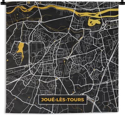Wandkleed - Wanddoek - Joué-les-Tours - Kaart - Stadskaart - Frankrijk - Plattegrond - 180x180 cm - Wandtapijt