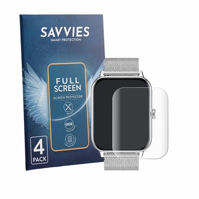 Savvies - Screenprotector voor Betatree Smartwatch 1.85" - Folie Beschermfolie transparant volledig dekking 4 Stuks