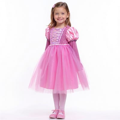 Joya Kids® Luxe Roze Winter Prinsessenjurk | Warme Glamour Winterjurk | Luxe Prinsessenjurk meisje | Verkleedjurken meisjes | Jurk Verkleedjurk | Maat 100