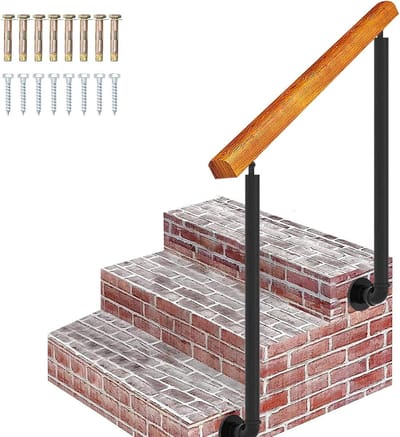 Trapleuning Buiten Binnen - Tuingreep Balustrade - Trap Veiligheid - Verstelbare Zijmontage - Past op 2-3 Treden - Zwart