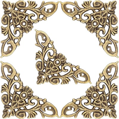Antieke Hoekbeschermers van Metaal voor Boeken, Fotoalbums en Sieraden - 12 Stuks voor Houten Dozen