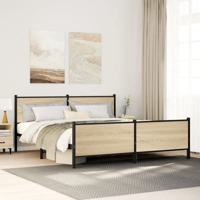vidaXL - Bedframe - zonder - matras - metaal - sonoma - eikenkleurig - 183x213 - cm