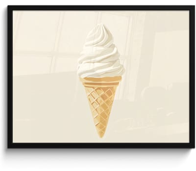 Poster in lijst - Fotolijst 70x50 cm - Posters - Softijs - Hoorntje - Wit - Posterlijst zwart - Decoratie - Wanddecoratie woonkamer - Muurdecoratie slaapkamer
