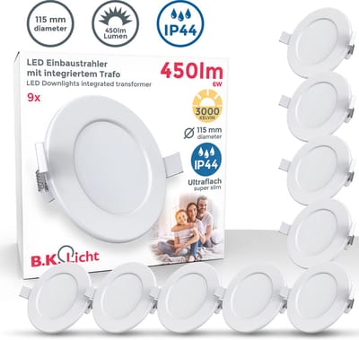 B.K.Licht - LED Inbouwspots - set van 10 - 3.000K - 400Lm - kantelbaar - 8.6 x 2.6 cm (DxH)