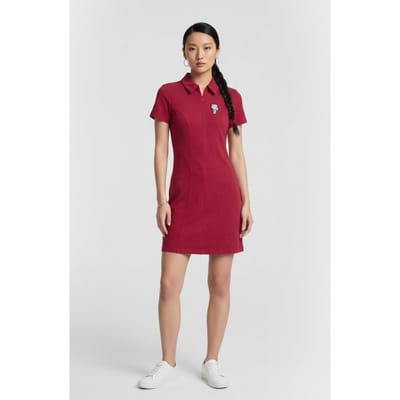 Karl Lagerfeld Ikon Sketch Polo Zipped Dress Persian Red Taglia: XS | Abiti in T-Shirt Outlet | Donna | Rosso