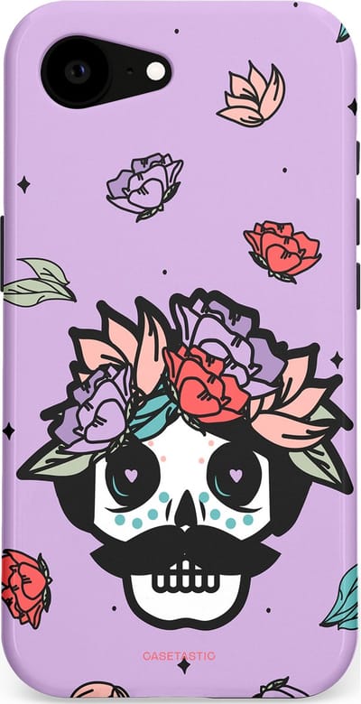 Casetastic Hoesje Geschikt voor Apple iPhone 16e Magsafe - Stijlvolle Beschermende Duo-layer Case - Schedel Snor