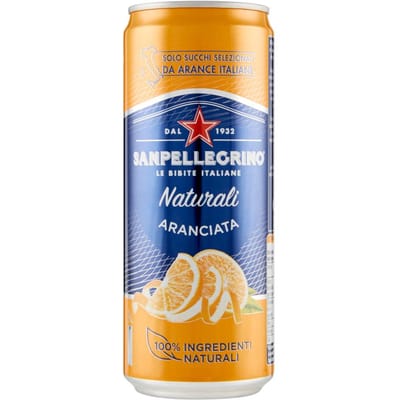 Natuurlijke bruisende sinaasappelsapdrank aranciata blik 330ml - san pellegrino