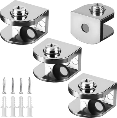 Verstelbare glazen vloerdragers voor 10 mm glazen planken - 4 stuks glashouders van zinklegering voor stevige bevestiging van glazen ruiten en klemmen voor 3-10 mm glas