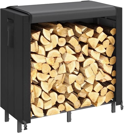 Solidchoice - Dailygoody - Houten Opslagbox - Buitenhaard Houtopslag - Waterdicht - Zwart - Tuinaccessoire - Voor binnen en buiten - 122x58.5x122cm