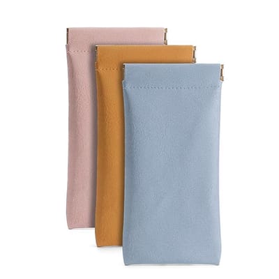 Opbergtas voor brillen – Universele opbergtas voor zonnebrillen – Zelfsluitende brillentas – 3-delige leren brillenetui set – Zachte opbergtas voor zonnebrillen – Draagbare brillentas met knijpmechanisme – Waterdicht en gemakkelijk schoon te maken