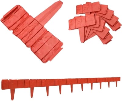 Tuinafscheiding decoratie - Bloemperk rand - Tuin strak houden - Flexibel aanpasbaar - 10 stuks - Baksteenrood