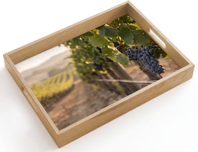 Dienblad hout 40x30 cm - Schootdienblad - Druiven - Wijngaard - Zonlicht - Borrelplank rechthoek - Plateau dienbladen