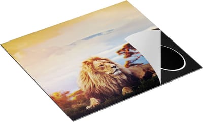 Chefcare Inductie Beschermer Leeuw tijdens Zonsondergang - 60x50 cm - Afdekplaat Inductie - Kookplaat Beschermer - Inductie Mat