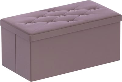 Opvouwbare Zitbank met Opbergruimte - Multifunctionele Fluwelen Kruik voor Woonkamer, Slaapkamer, Hal - 80 x 40 x 40 cm (Lichtpaars)