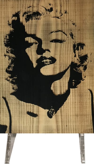 Marilyn Monroe Houten bord 14 x 20 cm | Actrice en fotomodel - Decoratie - Mancave - Charredart