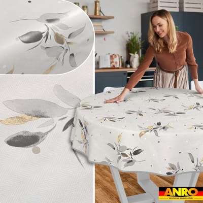 Dailygoods- Wasdoek Tafelkleed Afwasbaar - Tafelzeil Rond 140 cm - Waterafstotend - Onderhoudsvriendelijk - Lotuseffect - Robuuste Afwerking