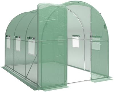 REDOM Luxe Inloop Tuinkas (6m²) - 300x200x200 cm - Foliekas met Robuuste Draaideur & 6 Ramen - UV-bestendig & Windvast - Groen