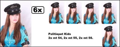 6x Politiepet met tekst politie kind