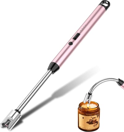 Elektrische USB-aansteker, oplaadbaar, met led-display, oplaadbaar, voor gasfornuis, open haard, grill (roségoud)