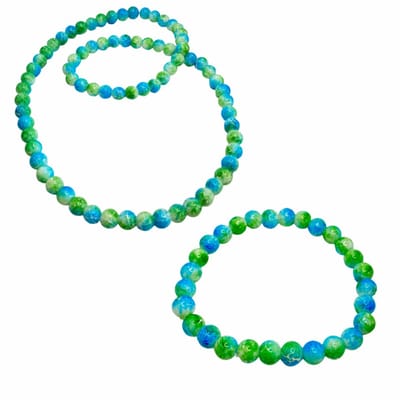 2-Delig-Hailey-Ketting-Armband- Natuursteen -Blauw groen- Charme Bijoux