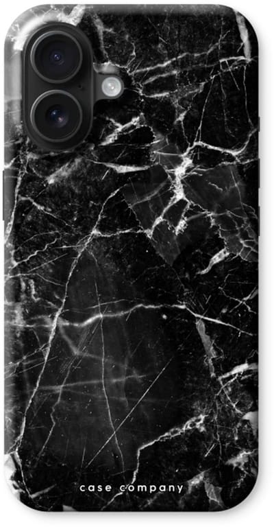 Case Company® - Hoesje geschikt voor iPhone 16 hoesje - Zwart Marmer - Tough Case - Maximale Bescherming alle Kanten en Schermrand