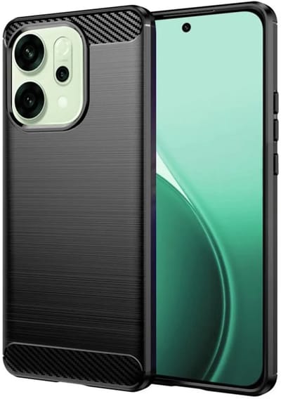 Hoesje geschikt voor Oppo Reno14 - Techsuit Carbon Silicone Back Cover - Zwart