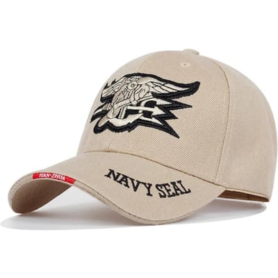 Unisex Seal Assault Team Borduur Baseballpetten Lente en Herfst Buiten Verstelbaar Casual Petten Zonnebrandpet beige