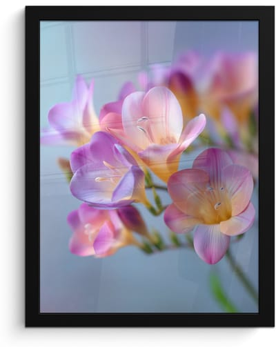 Poster in lijst - Fotolijst 30x40 cm - Posters - Bloemen - Paars - Overloop - Meeldraden - Posterlijst zwart - Decoratie - Wanddecoratie woonkamer - Muurdecoratie slaapkamer