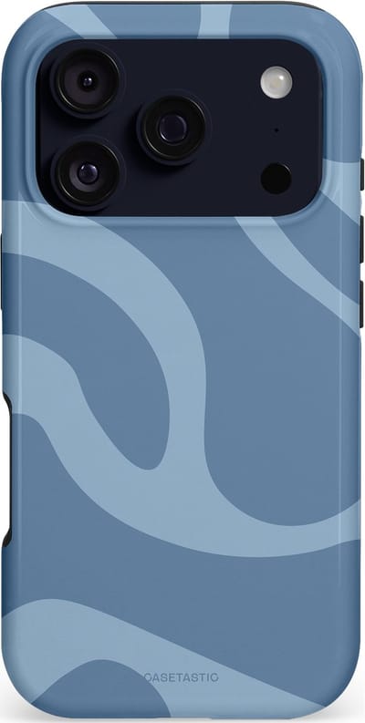 Casetastic hoesje geschikt voor Apple iPhone 17 Pro - MagSafe - Dubbellaagse bescherming - Blauwe Water Golven - Fashion Case - Grijs Lichtblauw