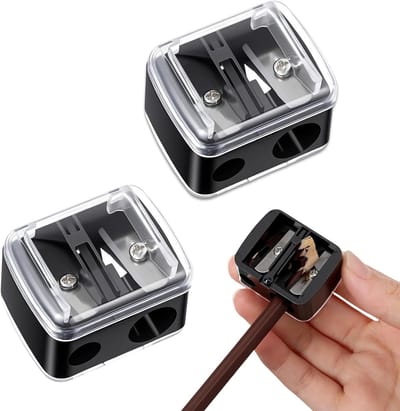 Set van 2 cosmetische puntenslijpers voor make-up, ideaal voor eyeliner en wenkbrauwpotlood, handig en veelzijdig