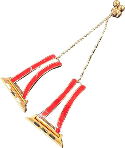 Bracelet / band Geschikt voor: iWatch 38 mm 40 mm 42 mm 44 mm Meisjes Unieke sieradenstijl Klassieke manchetarmband Roestvrij stalen polsband Bangle Chain Geschikt voor: Apple Watch-serie 9 8 7 6 5 4 3 2 1 - Rood