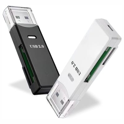 TIM® Sd Kaart Lezer - SD-kaart - SD-kaartlezer USB-C - Zwart/Wit - ‎6cm x 2cm x 1cm