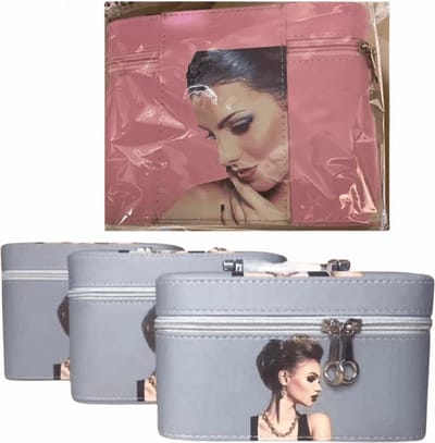 Guardian beauty Beautycase - Make Up Tasje Girl Photo Print Roze Kleur 3 in 1 (3 Stuks) | Opberg Etui / Cosmetica Organizer Reis Tas Case