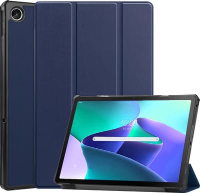 Hoesje Geschikt voor Lenovo Tab M10 Plus (3e / 3rd Generatie) - Dun & Stevig - Trifold Bookcase - Hard Cover - Hardcover Book Case - Tablet Hoes - Donkerblauw