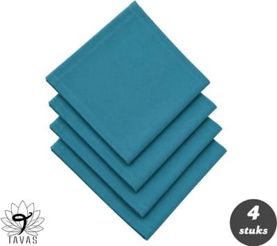 Tavas Servetten - 30 x 30 cm - Set van 4 stuks - Petrolblauw - Katoen