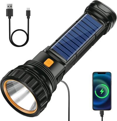 RONN® Zaklamp opwindbaar - Zaklamp - Zaklampen - Zwart - 7cm x 7cm x 19cm